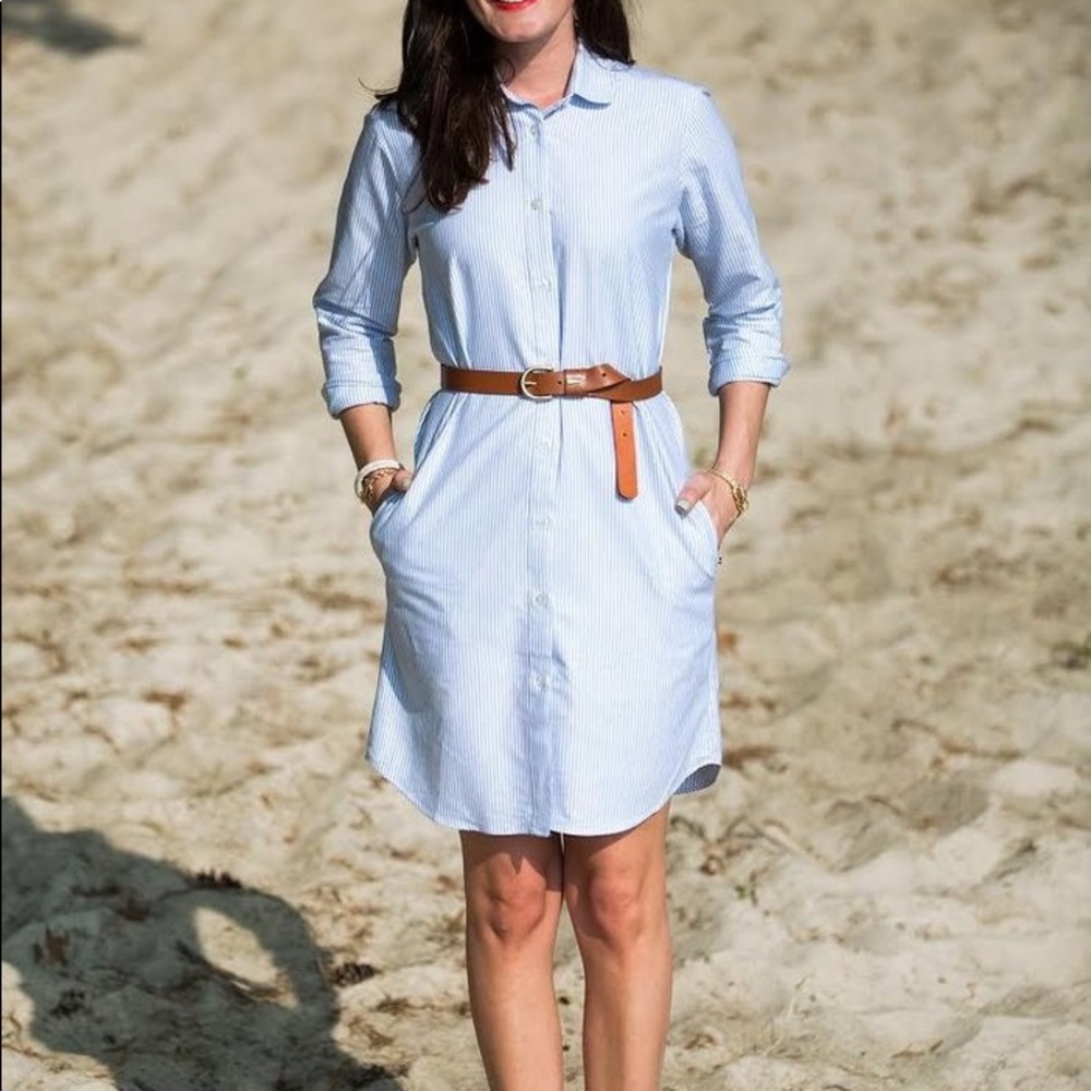 Kiel James Patrick Blue Striped Long Sleeve Dress